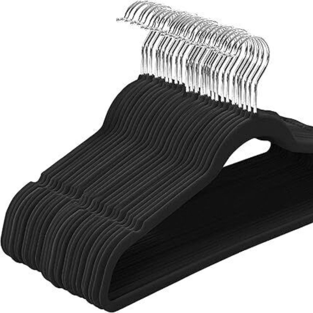 Avenn Black Velvet Adults Clothes Hangers for Closet (10pk)